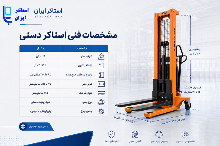 مشخصات فنی استاکر دستی