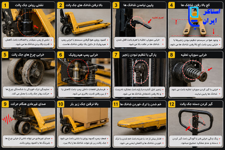 خرابی های رایج جک پالت و روش تعمیر آن ها